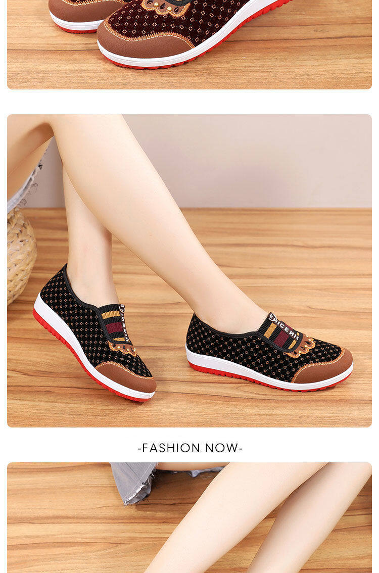 wtMei Women's shoes new old Beijing cloth shoes women soft-soled non-slip middle-aged and elderly casual cloth shoes a pedal flat mother shoes