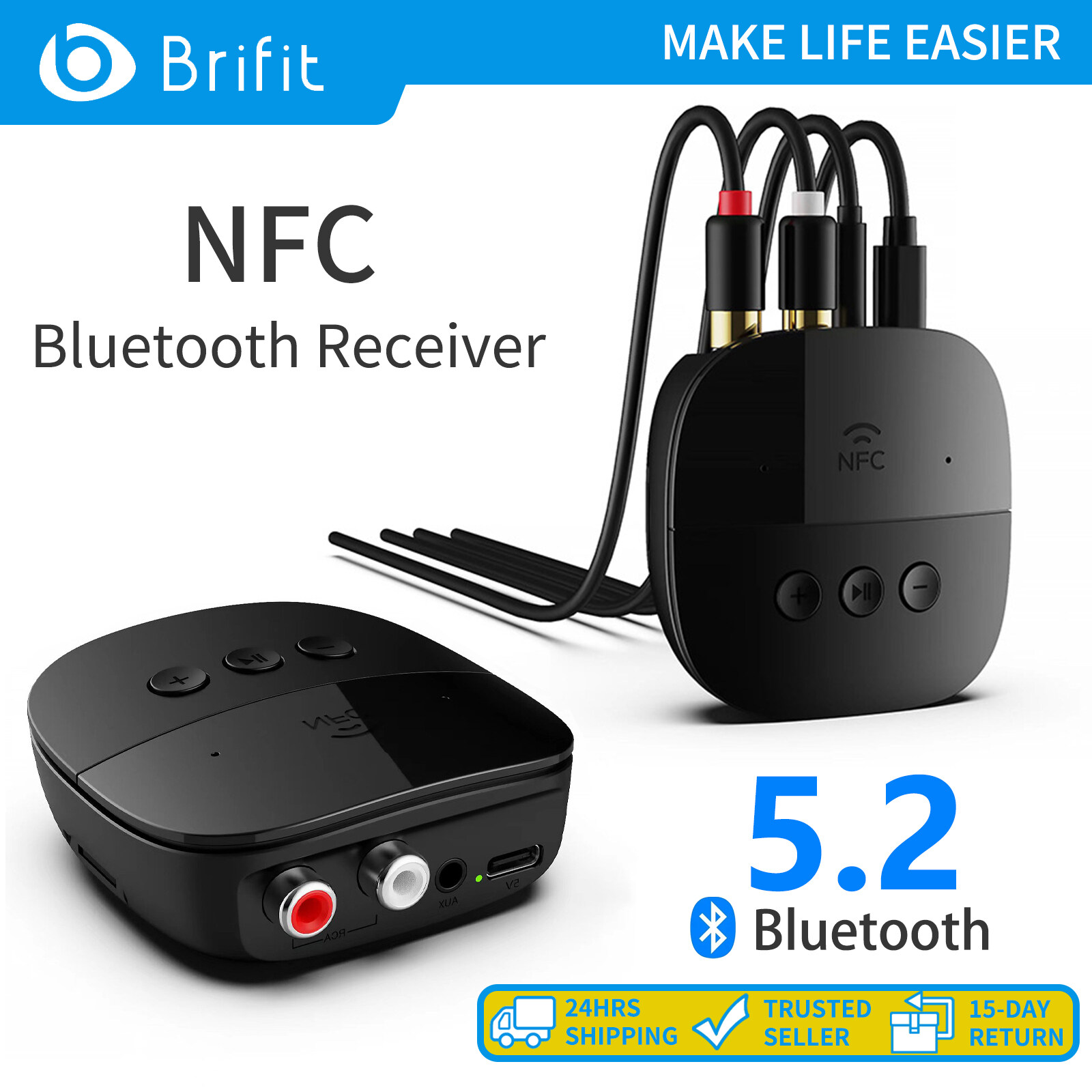 Brifit Bộ chuyển đổi bộ thu âm thanh Bluetooth 5.2