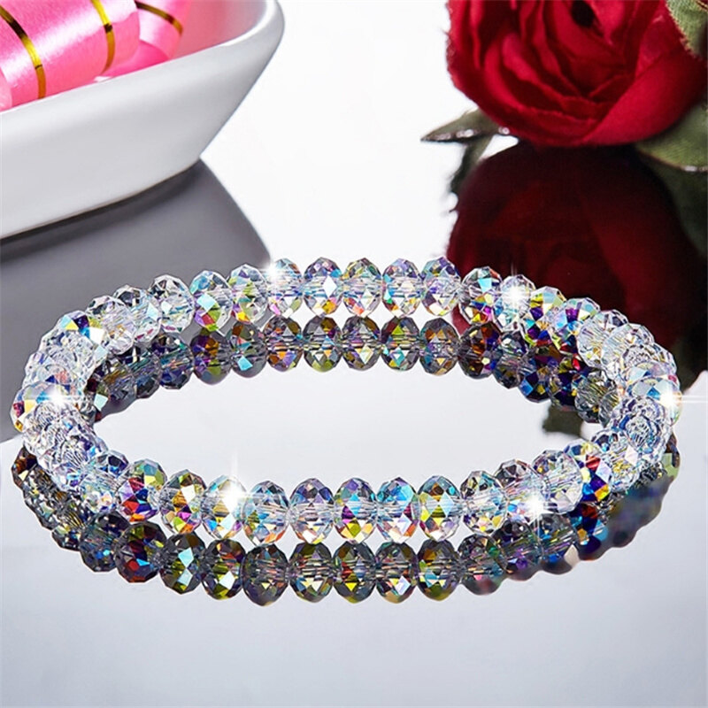Vòng Tay Hạt Pha Lê Mặt Áo 6Mm Vòng Tay Nữ May Mắn, 8 Phong Cách Quà Tặng Trang Sức Đơn Giản Thời Trang Cho Bạn Gái