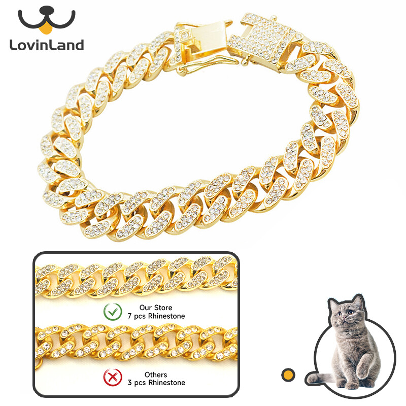  Lovinland Vòng Cổ Dây Xích Cho Mèo Vòng Cổ Dây Xích Cho Mèo Cún Con Bằng Kim Loại Chắc Chắn Xích Cuba Vòng Cổ Chó Bằng Thép Không Gỉ Sang Trọng 