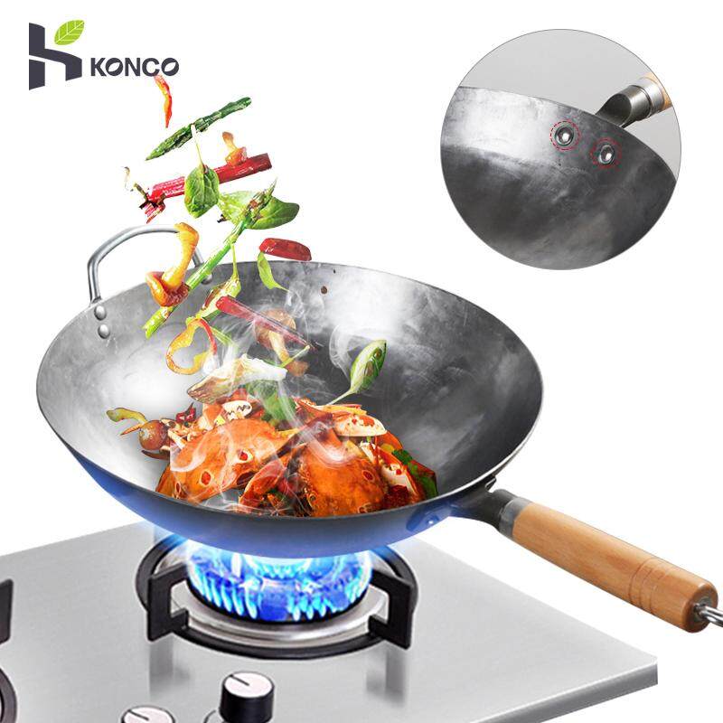 Konco Handmade Iron wok Pot Wok Traditional Iron Wok Non-stick Pan Non-coating Gas Cooker Cookware ราคา 930 บาท*ส่งฟรี
