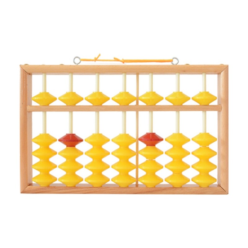 Bàn tính gỗ chống trượt 7 cột dụng cụ giáo dục soroban trung quốc, máy tính mathmetic cho giáo viên học sinh