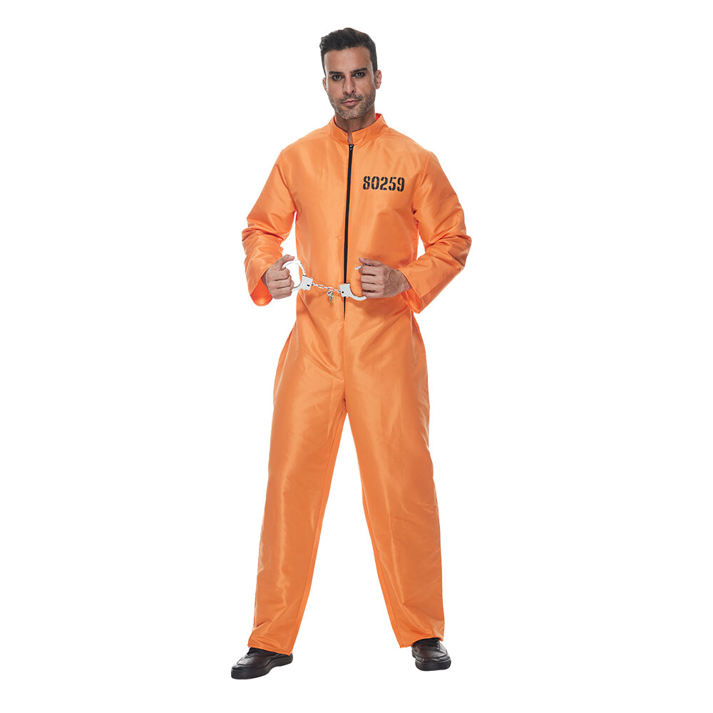 Men Prisoner Costume Halloween Orange Jumpsuit Adult Jailbird Escaped Inmate Suit Prisoners Costume Prisoners Outfit Lazada Lazada PH