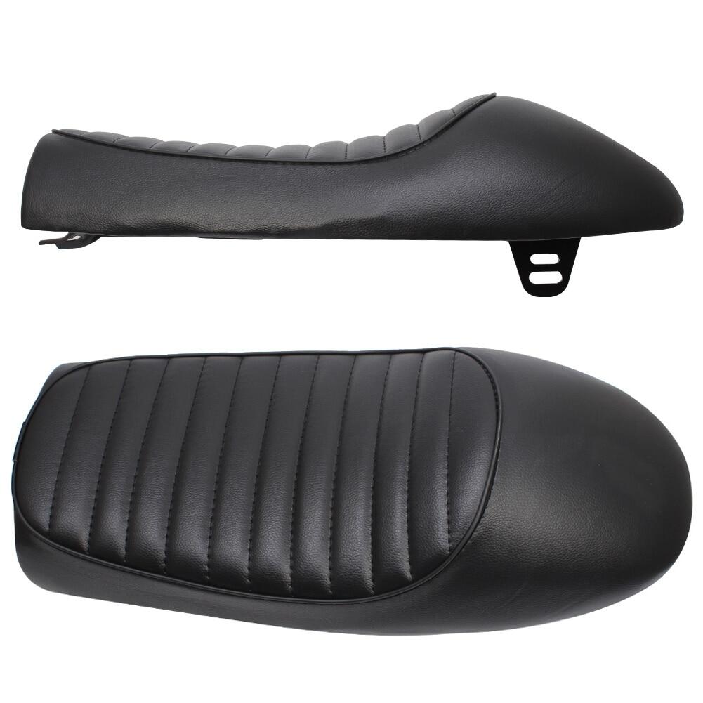 Yên xe máy màu đen phổ thông cafe racer yên xe cổ điển tùy chỉnh ghế phẳng kiểu cổ điển cho honda cb125s cb200 cb350 cl350 400