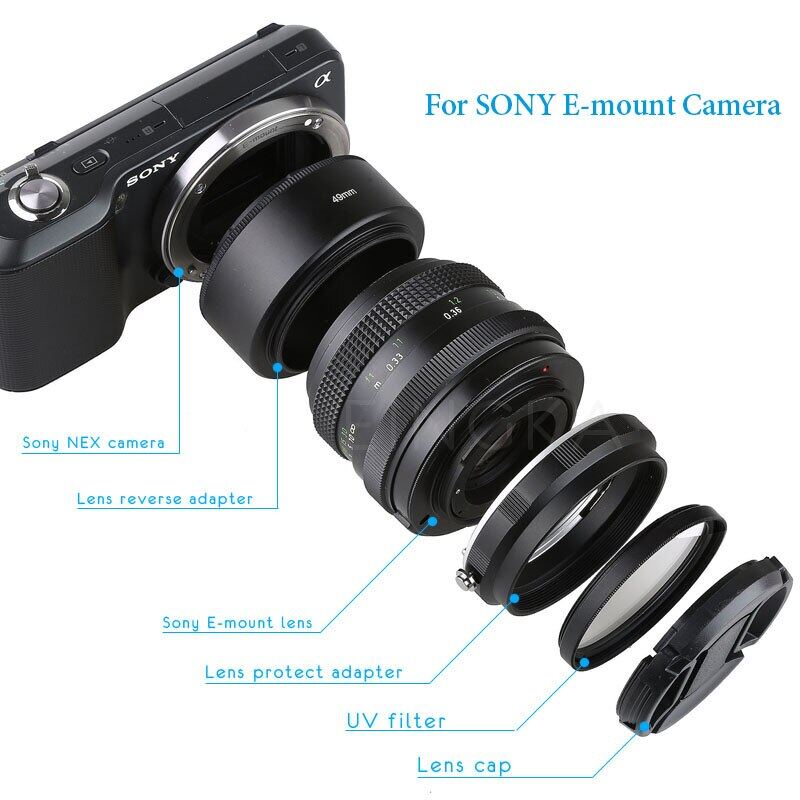 Kim Loại ống kính máy ảnh vòng đảo đầu ống kính Ống mở rộng Macro cho Sony