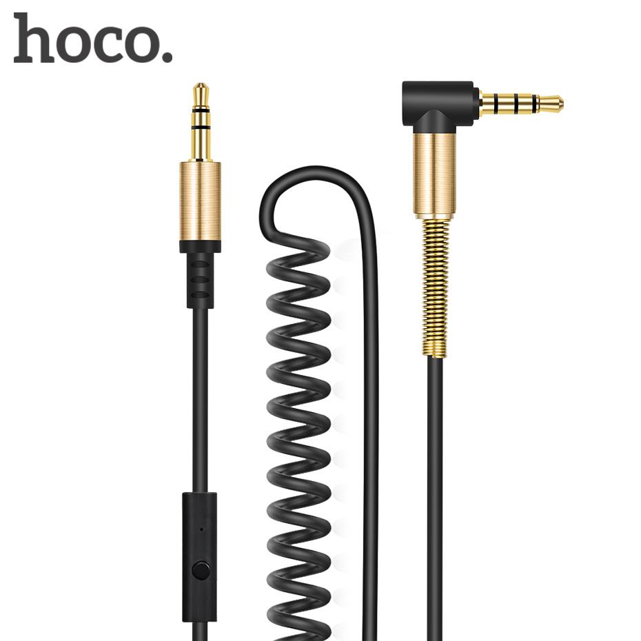 Cáp Âm Thanh Lò Xo Có Thể Thu Vào HOCO 2 Mét Cáp 90 Độ 3.5 Mm Đến 3.5 Mm Cho Xe Hơi Điện Thoại Thông Minh Tai Nghe Loa MP3 MP4