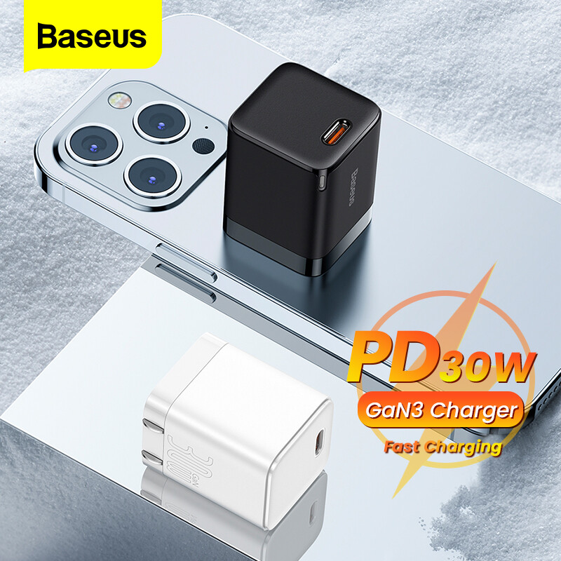 Baseus Bộ Sạc USB Type C Mini GaN3 PD 30W Bộ Chuyển Đổi Gập Được Cho iPhone 13 Pro Max 12 Type C QC4.0 SCP PPS PD Bộ Sạc Nhanh Cho Điện Thoại Android Xiaomi