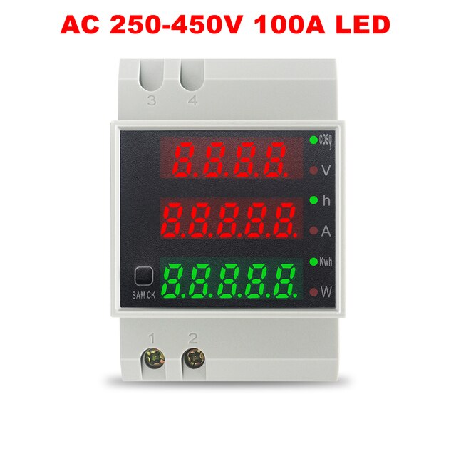 Ketotek đồng hồ đo kwh năng lượng điện xoay chiều đường ray din đồng hồ đo vôn kế lcd 110v 220 100a ampe kế hệ số vôn kế màn hình ampe kế