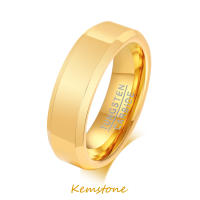 Kemstone 6MM Simple Gold Plated Tungsten Steel Ring For Mens Tungsten Rings