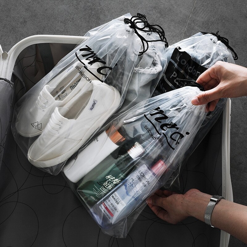 hot 5pcs set Transparent PVC Shoe BagSuitcase Organizer For