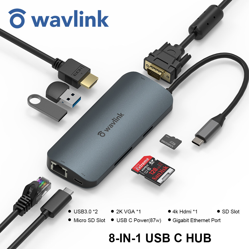 Wavlink USB C HUB(USB 3.0*5 USB C (65W)),ปลั๊กแอนด์เพลย์