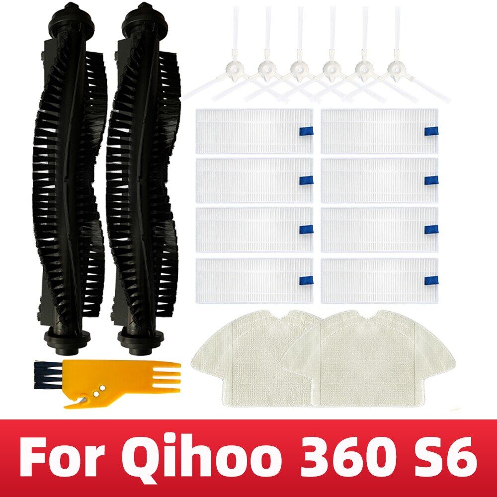 Bàn chải chính chổi cạnh HEPA lọc vải lau Rag thay thế cho Qihoo 360 S6