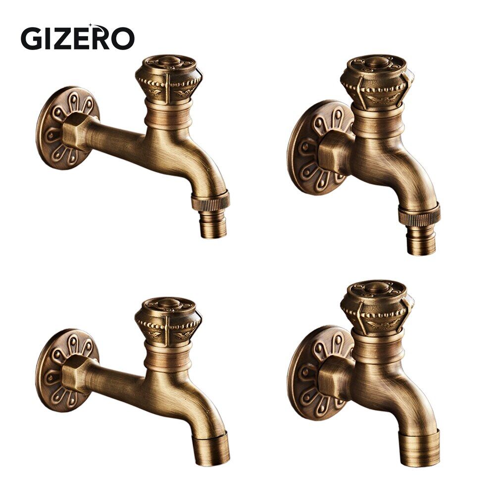 Đồng cổ giặt vòi vòi dài đồng thau rắn máy giặt vòi đồng retro cổ điển gắn tường vườn nước vòi zr242