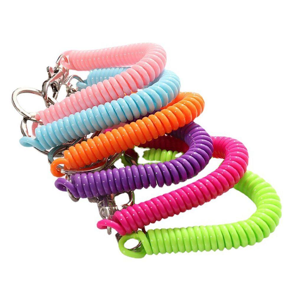 6pcs Spiral Keychain With Key Tags Key Ring Bracelet Spring Spiral