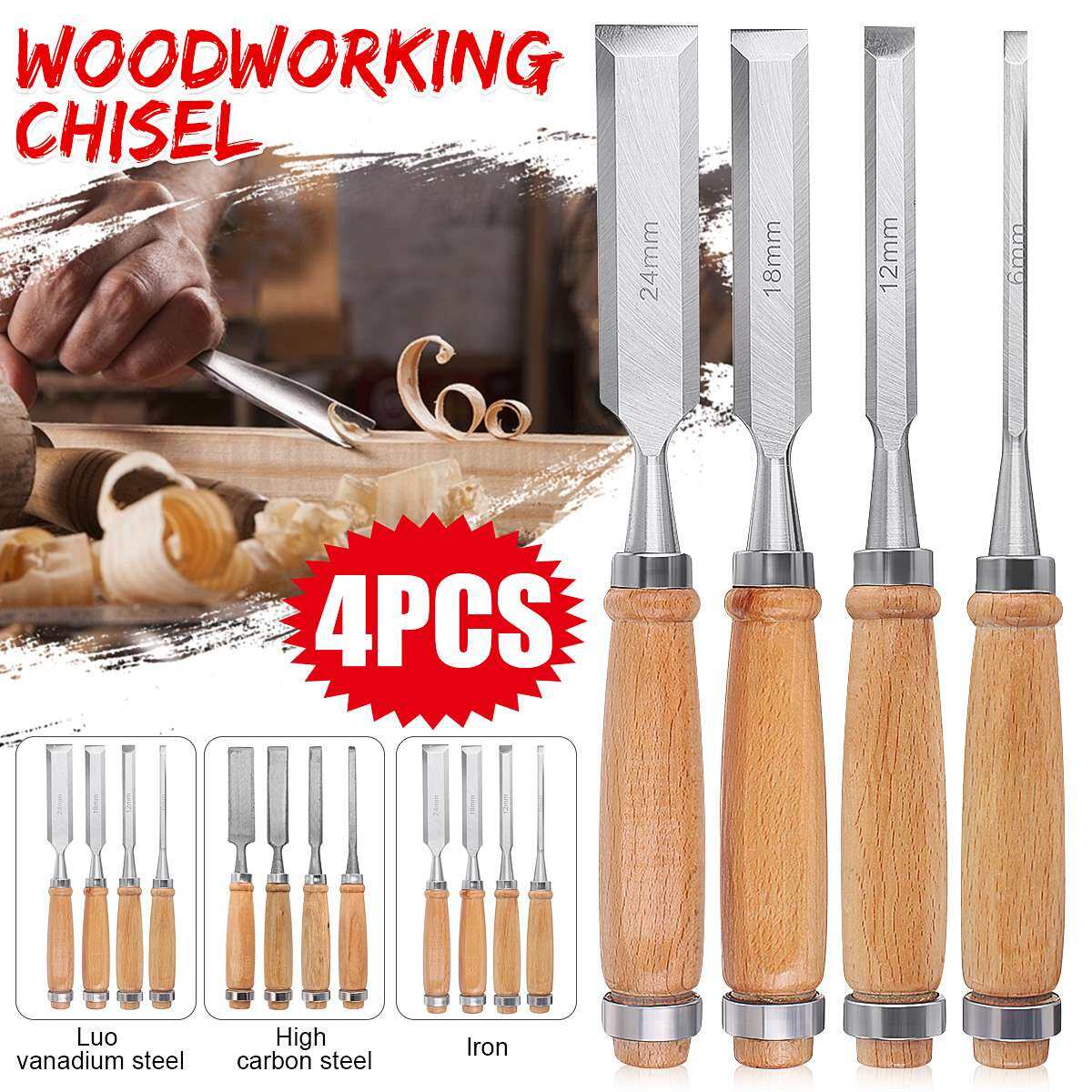 4 cái/bộ bộ dụng cụ đục tay khắc gỗ thủ công dụng cụ cầm tay thợ mộc chuyên nghiệp dụng cụ đục gỗ tự làm