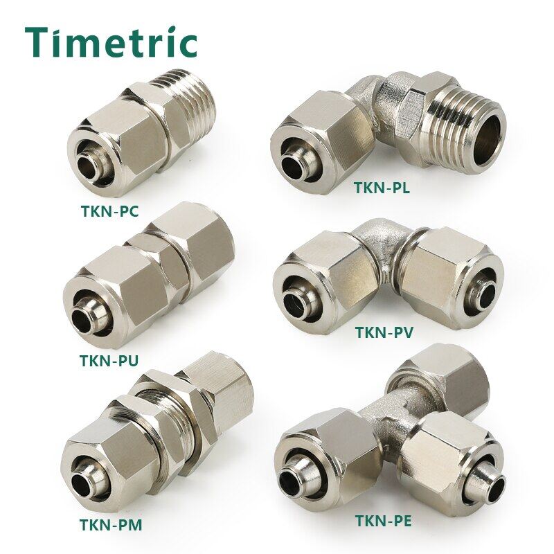Kim loại băng dán đồng Nut Threaded Vòi máy nén khí Bộ Đấu nối nhanh cắm ổ cắm nối TKN PC PE PL PM PV PU