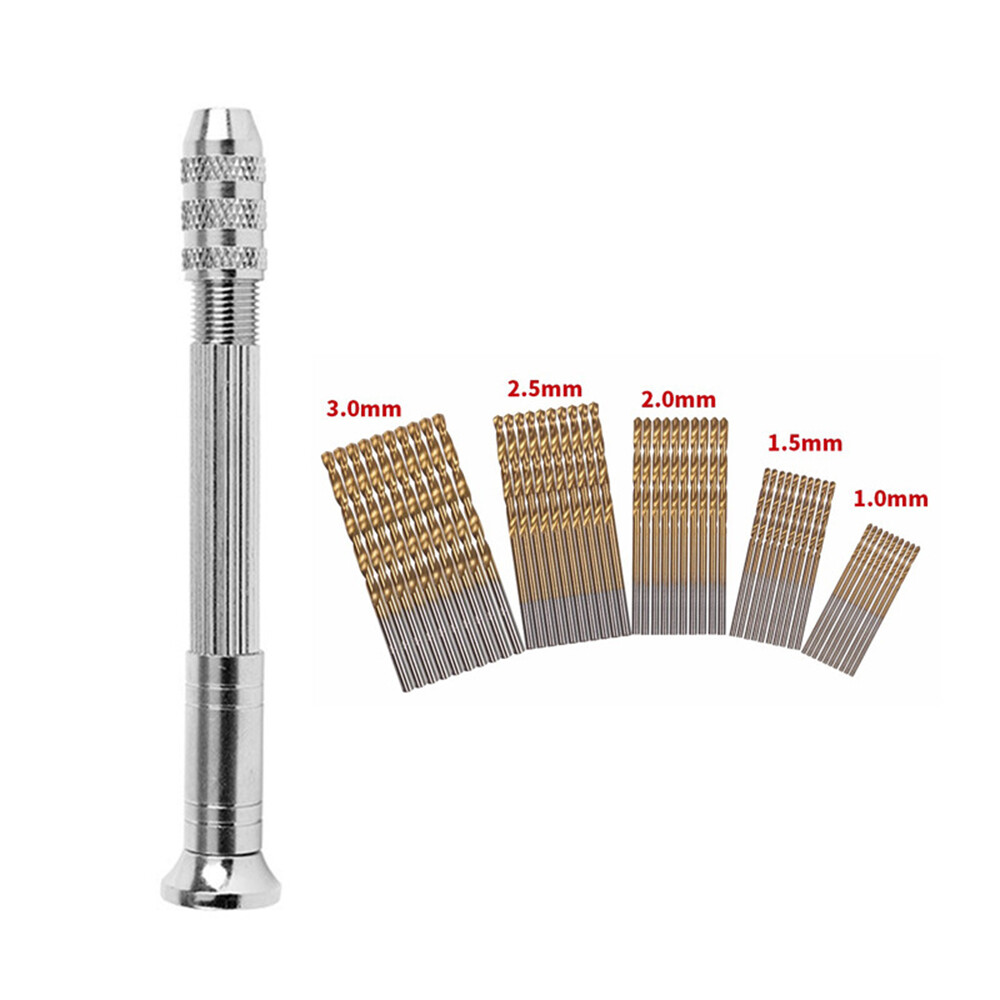 Máy khoan cầm tay mini bằng nhôm siêu nhỏ 50 trong 1 10 trong 1 với đầu kẹp không chìa mũi khoan xoắn hss dụng cụ quay khoan làm mộc máy khoan cầm tay