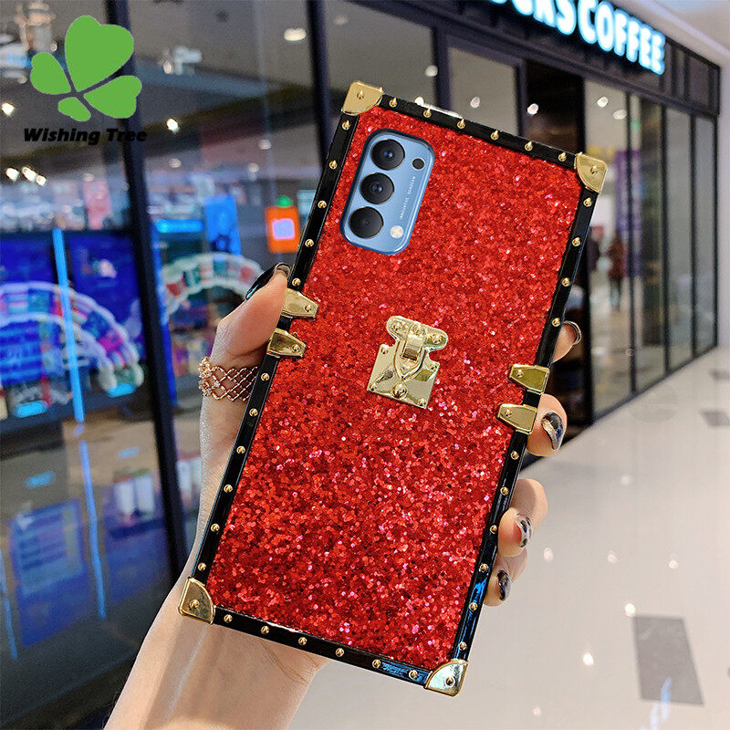 Ốp Lưng Cho OPPO Reno7 Z / Reno6 Z / Reno5 Z / Reno 7 / Reno 6 / Reno 5 / Reno 4 Ốp Lưng Lấp Lánh Hình Vuông Sang Trọng Ốp Lưng Bảo Vệ Silicon Bột Lấp Lánh Lấp Lánh Hình Vuông Đinh Tán Thời Trang Ốp Điện Thoại