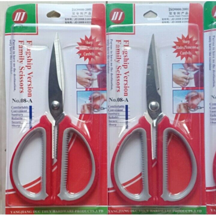 Kéo cắt giấy , vải ... lưỡi inox 08a màu đỏ- xám