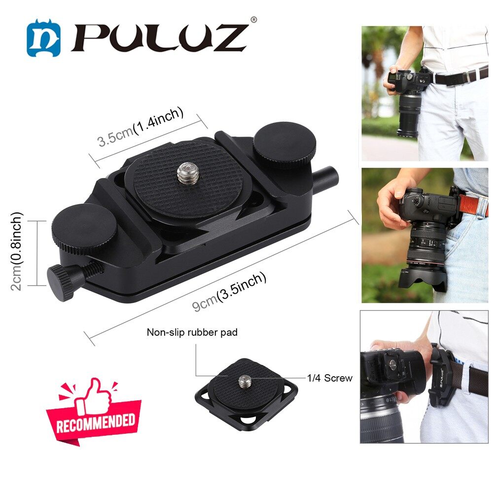 PULUZ Capture Camera Clip with 1/4 Screw CNC Aluminum Alloy Waist Buckle Quick Release Clip Plate for Gopro Hero 8 7 6 5 ARCA Type Manfrotto RC2 Tripod Heads