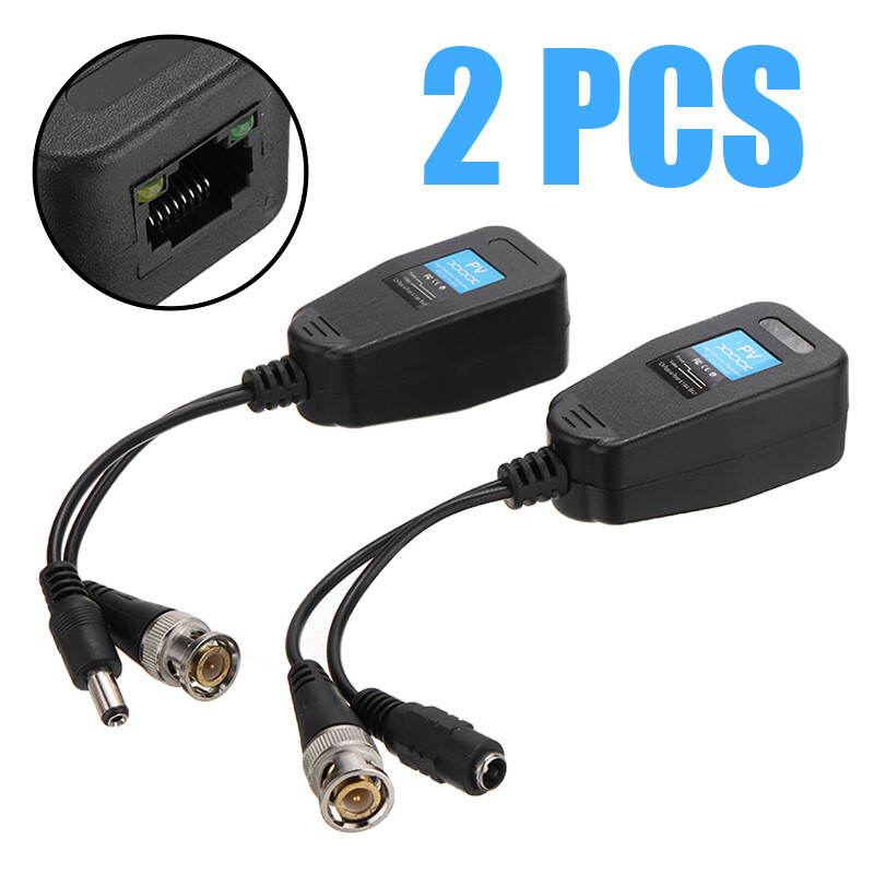 RJ45 Cat5 Cat6 BNC CCTV Máy Ảnh Video Balun DC Jack Cắm Hikvision Swann Đồng Trục