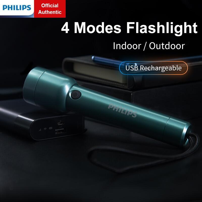 Đèn Pin Cầm Tay Philips SFL1236G 400 Lumens Kèm Cáp Type C Pin Sạc 18650