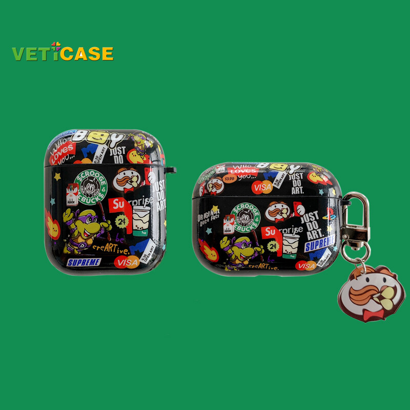 Hộp Đựng Tai Nghe Mặt Dây Chuyền Nhãn Hiệu Thời Trang Cho Apple AirPods Pro AirPods 1 2 3 Pro2 Vỏ Mềm Bằng Silicon Vỏ Bọc Tai Nghe Air Pods Túi Đựng Phụ Kiện Bảo Vệ AirPod Màu Đen Trắng Xanh Lá Đỏ