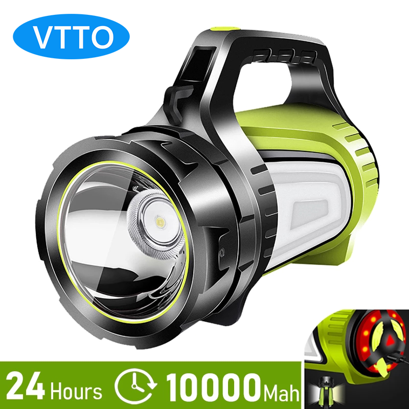 VTTO 500W 10000Mah 10000LM Bright Powerful LED Searchlight Handheld Flashlight Usb Rechargeable Torch Waterproof Emergency Lamp for Outdoor