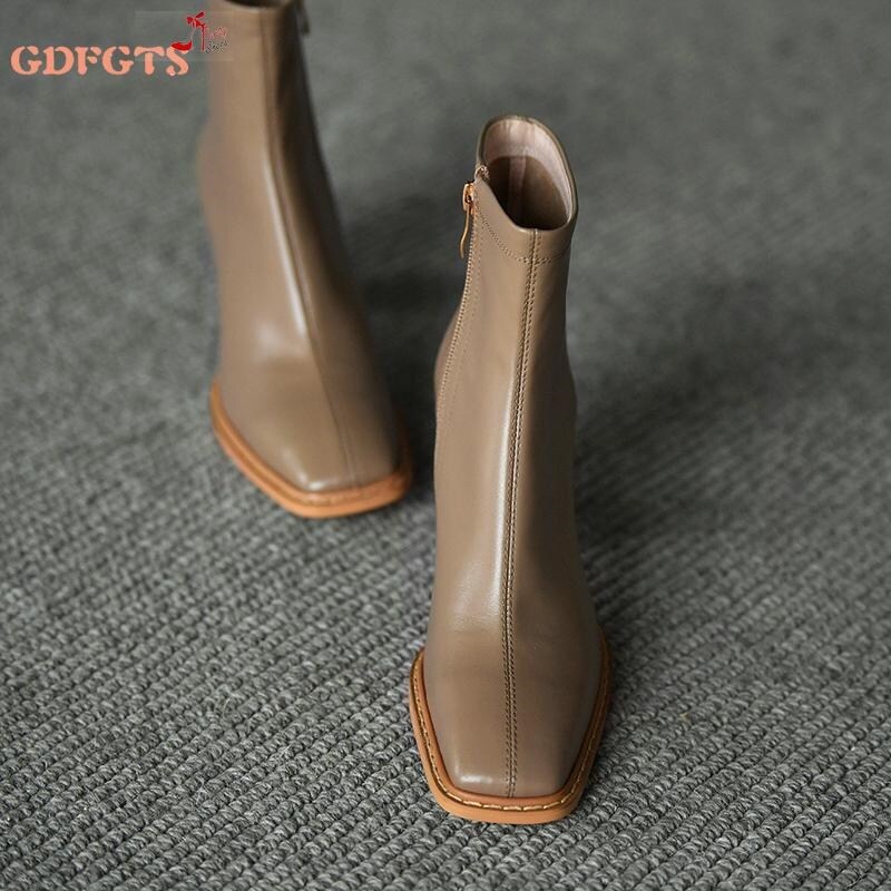 Giày bốt nữ, giày da gót vuông cao gót đế vuông thời trang giày bốt martin dự tiệc thường ngày cho nữ