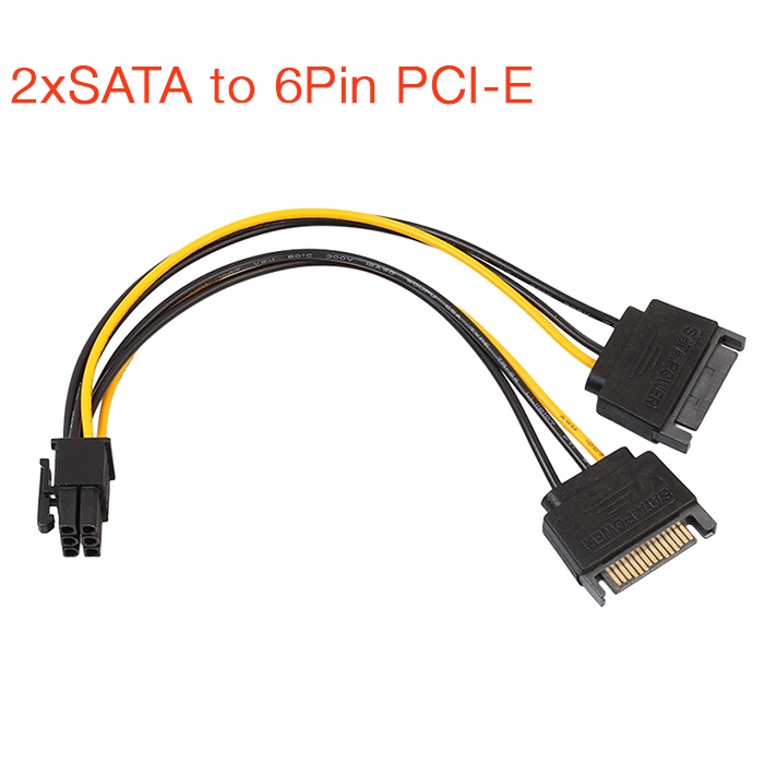 Cáp chuyển nguồn 2 sata sang 6 pin pci-e cho card vga