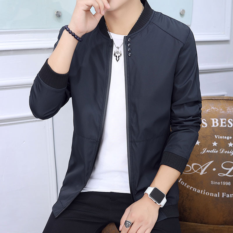 Phù hợp với Mens áo khoác Jacket nam mùa xuân nam dáng ôm của bóng chày mùa thu Áo Trơn Áo gió ND ER Áo giản dị mỏng 2022 áo khoác áo khoác