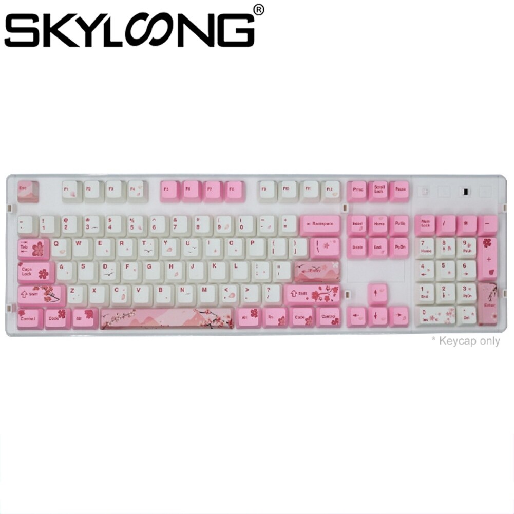 SKYLOONG 104 Phím PBT Màu hồng Sakura Mẫu Keycaps Thay thế Bộ phụ kiện bàn phím