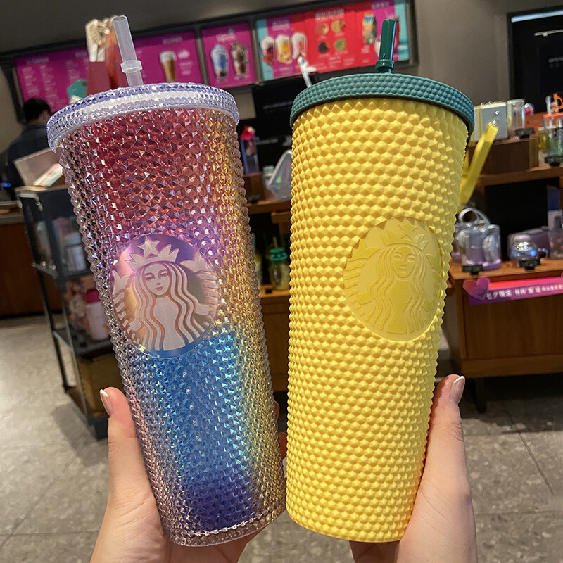 Cốc mới starbuck 2021 cốc ống hút sầu riêng cốc nước nhựa dung tích lớn bột barbie kim cương nhiều màu