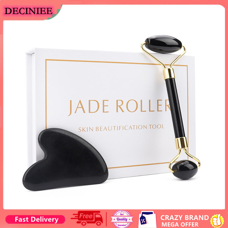Ngọc Lăn Mặt Lift Guasha Massage Set Obsidian Massage Mặt Hình Trái Tim Đá Tự Nhiên Lăn Chống Nhăn Beauty Chăm Sóc Da