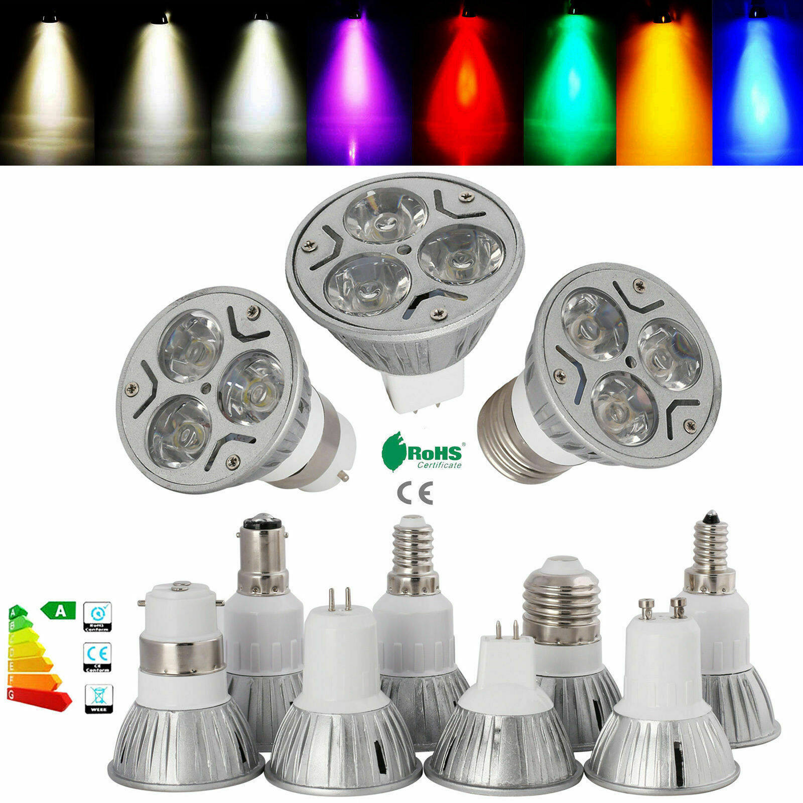 Eranpo bóng đèn led chiếu sáng mờ gu10 b22 gu5.3 mr16 e14 e27 b15 e12 6w 220v 240v 12v đèn epistar công suất cao đèn led nhiều màu sắc