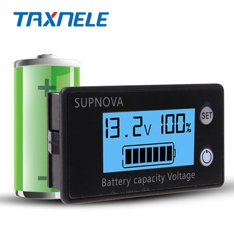 Thiết bị kiểm tra chỉ báo dung lượng pin đồng hồ đo điện áp 12v 24v 48v 72v axit chì lithium lifepo4 dc 8v-100v