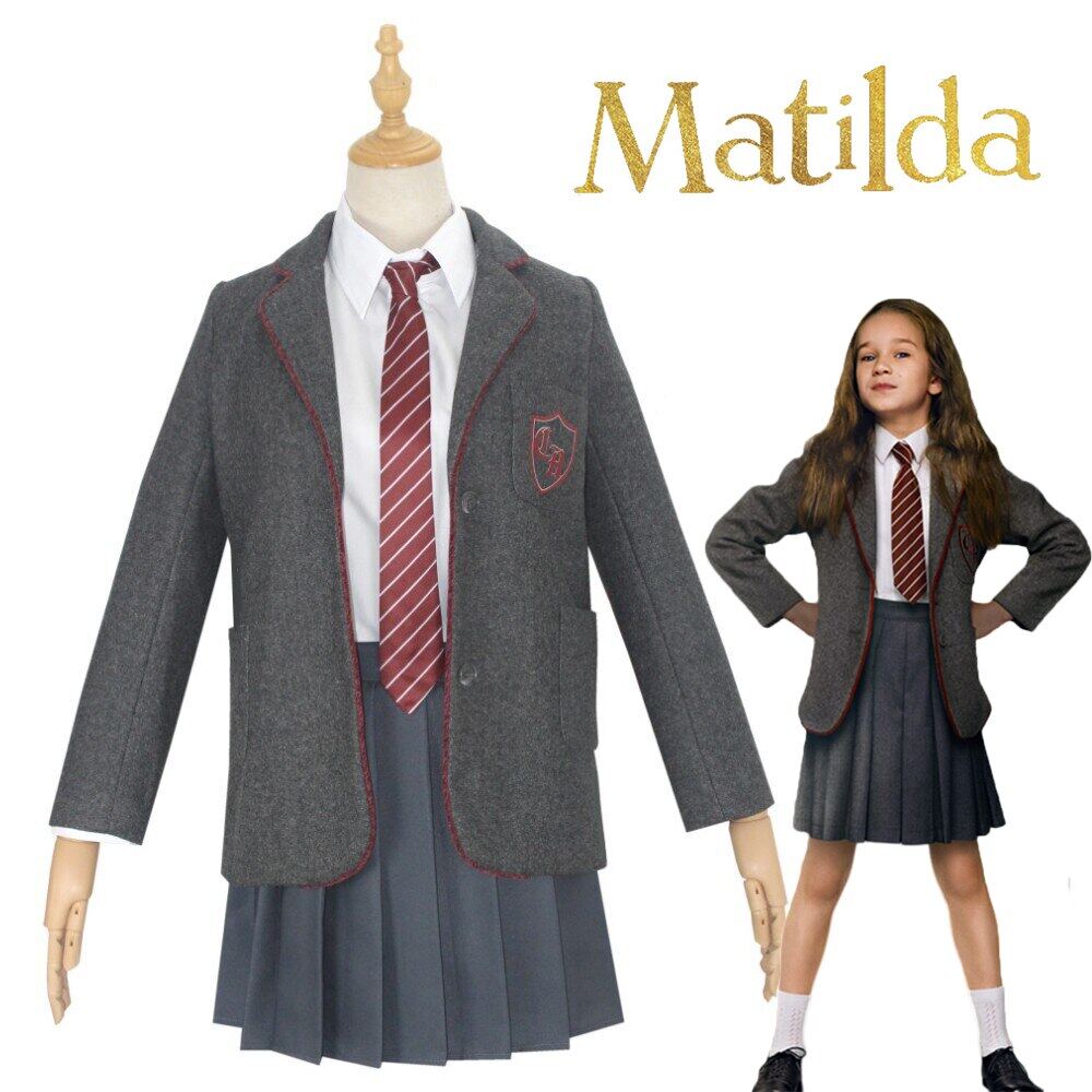 Movie Matilda Cosplay Costume School Uniform Coat Skirt Tie Roald Dahl S