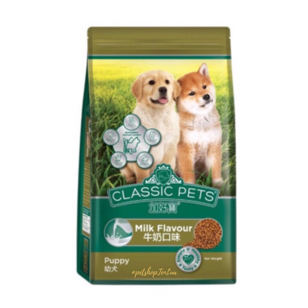 Thức ăn cho chó con classic pets vị sữa hạt khô gói 400g