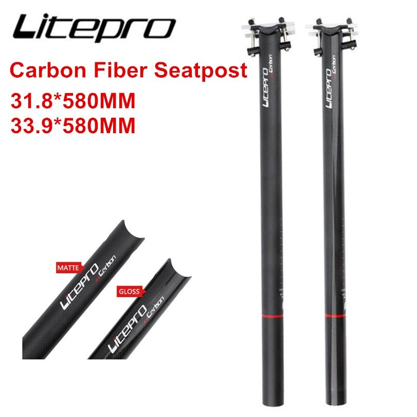 Litepro ống yên xe đạp gấp bằng sợi carbon 412 sp8 cọc yên xe đạp sợi cacbon cân bằng 33.9/31.8*580mm