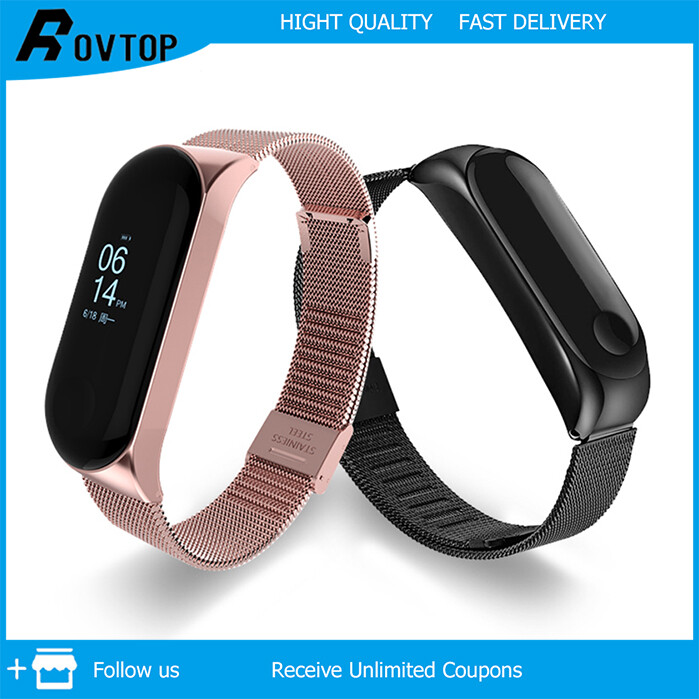 Vòng Đeo Tay Thông Minh Rovtop Dây Đeo Vòng Tay Vòng Đeo Tay Kim Loại Cho Xiaomi Mi Band 3 4 5 MiBand 5 4 3, Dây Đeo Cổ Tay Bằng Thép Không Gỉ Z2