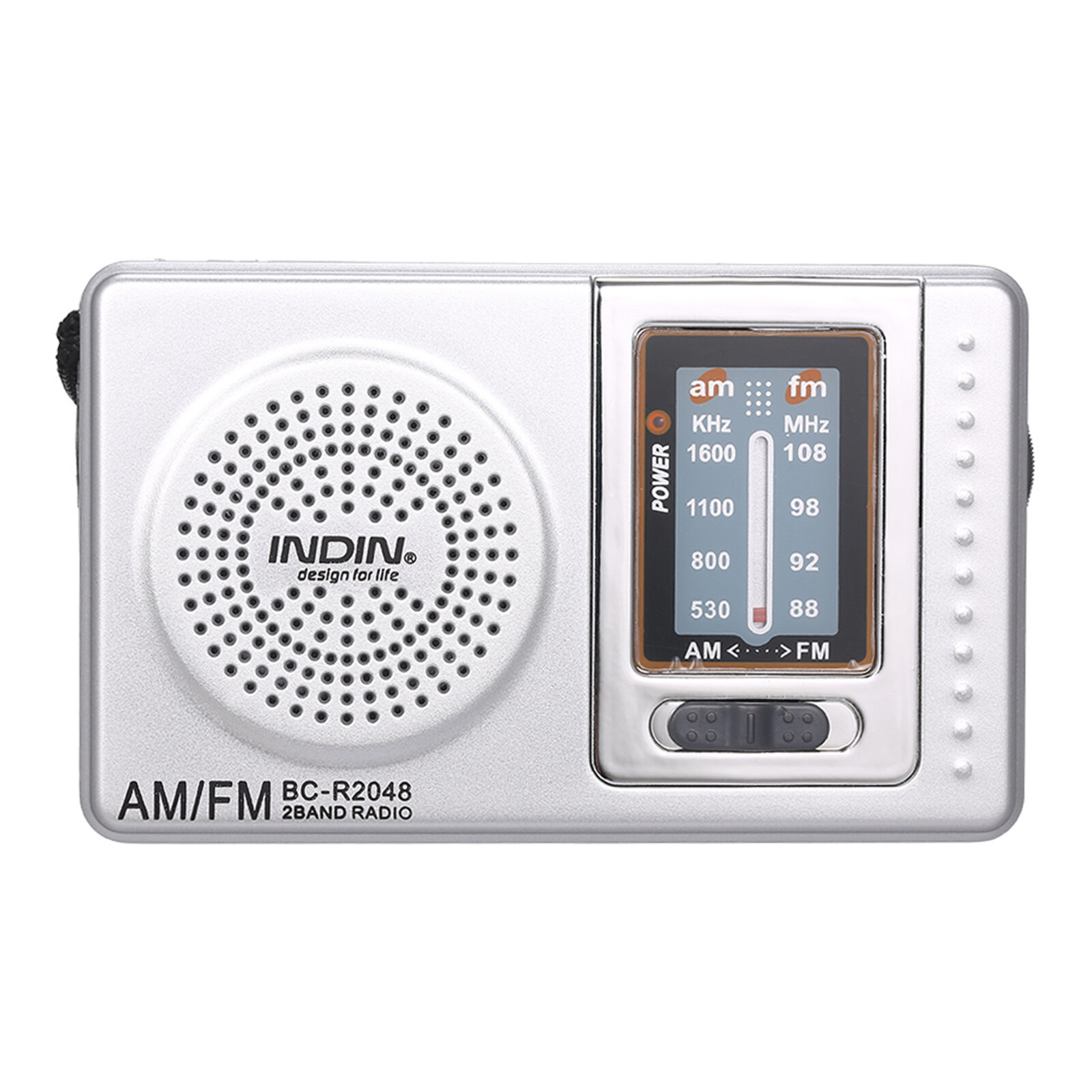 Indin bc-r2048 đài phát thanh fm am mini bộ thu radio 2 băng tần đài phát thanh bỏ túi di động tích hợp loa với giắc cắm tai nghe ăng ten kính thiên văn
