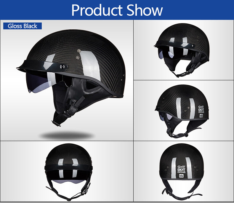 Generic GXT 510 DOT Motorcycle Half Face Carbon Fiber Open Face Vintage