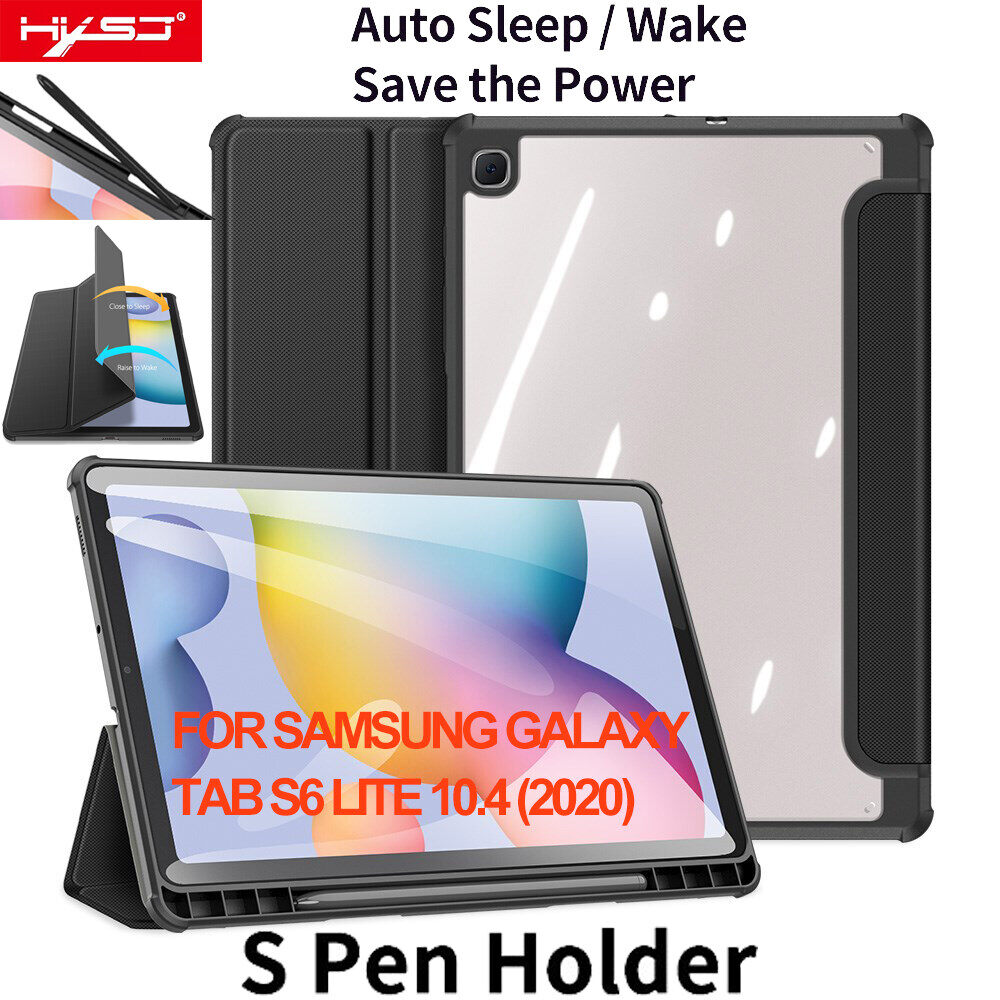 HXSJ Ốp Trong Suốt Có Khe Đựng Bút Tự Động Ngủ/Thức Dậy Thông Minh Cho Samsung Galaxy TAB S6 Lite 10.4 (2020) (2022) wiFi SM-P610 / LTE SM-P615 DUX DUCIS Giá Đỡ Gập Ba Vỏ PU Mềm Bảo Vệ Ốp Lưng Folio