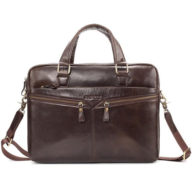 Real Soft Leather Men s 14 Laptop Briefcase Businessman Messenger Handbags