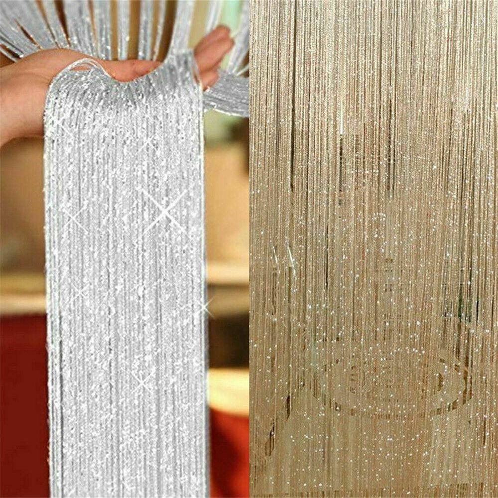 YIHUAN7782249 Fashion Bold Encryption Window Curtains Room Divider Net Wedding Party Decoration Tassel Screen Panel Door Fly Screen Glitter String Curtain Hanging Beaded Curtains