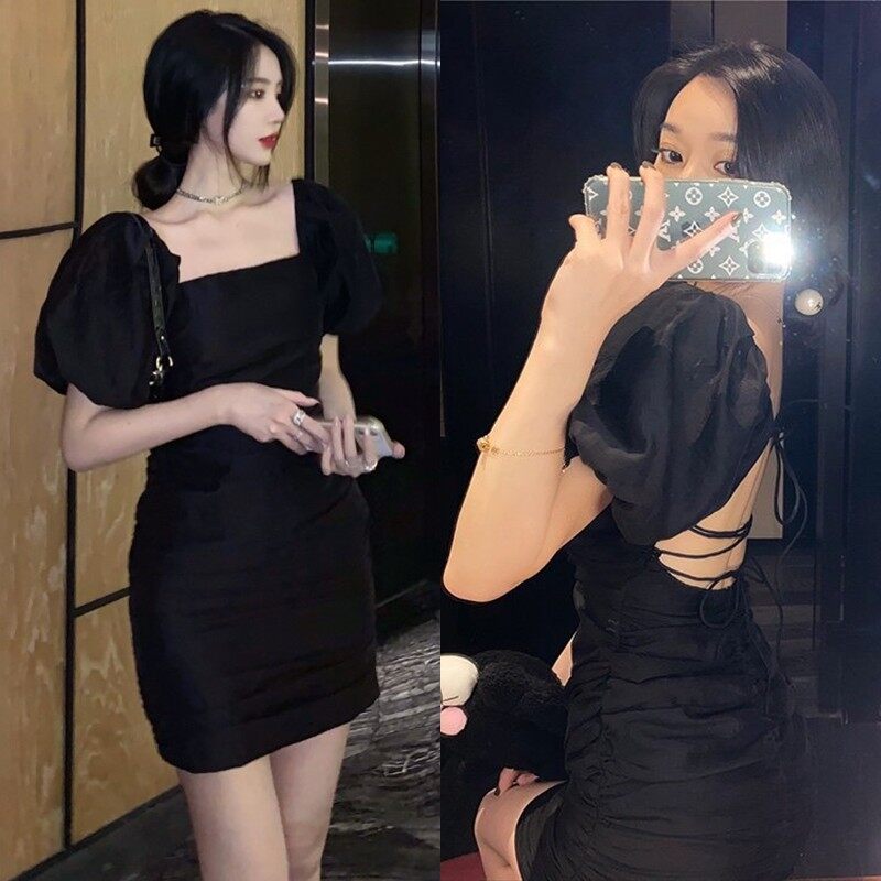 Đầm tay con đan dây lưng goha