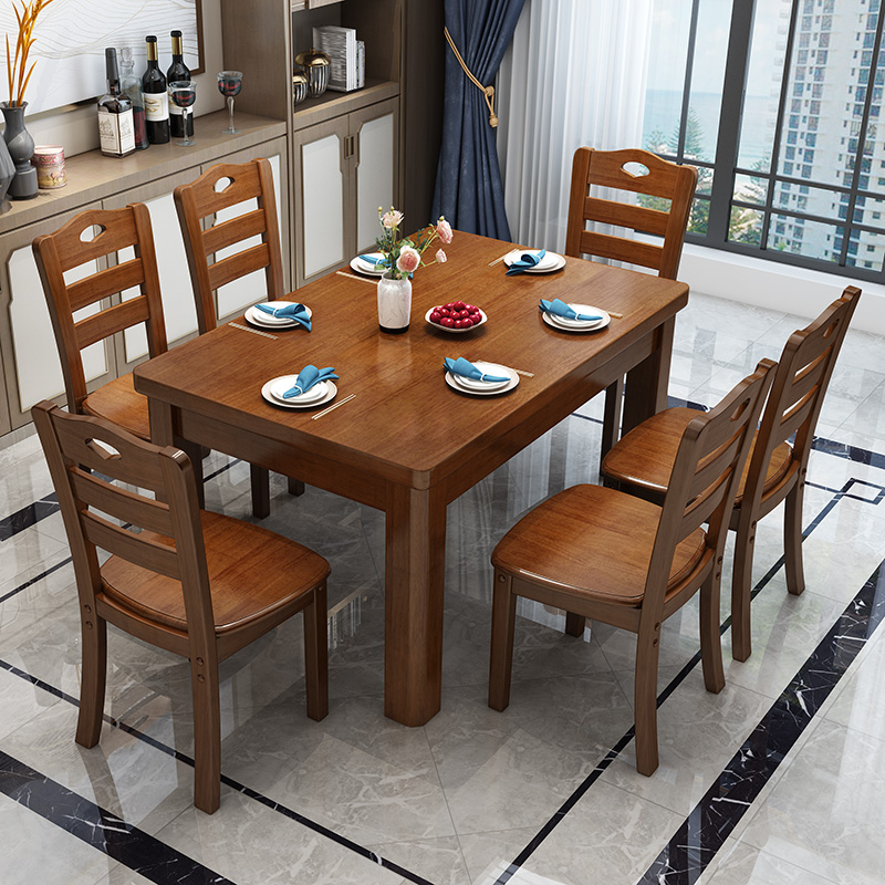 Solid wood rectangular wooden modern minimalist dining table Household ...