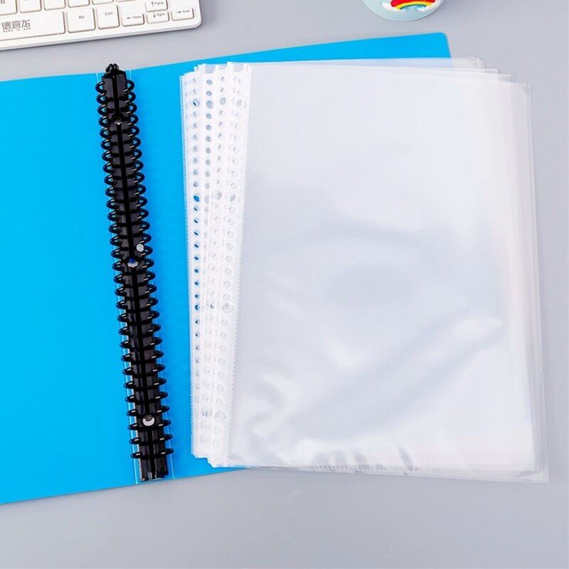 50Pcs/Pack A5 A4 Binder Index Page 20/30 Holes S Transparent PVC Bag Portable File Folder Clear File Bag For Documents