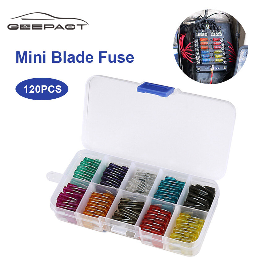 Geepact 120 Chiếc Cầu Chì Lưỡi Nhỏ Loại 2/3/5/7.5/10/15/20/25/30/35Amp-INTL