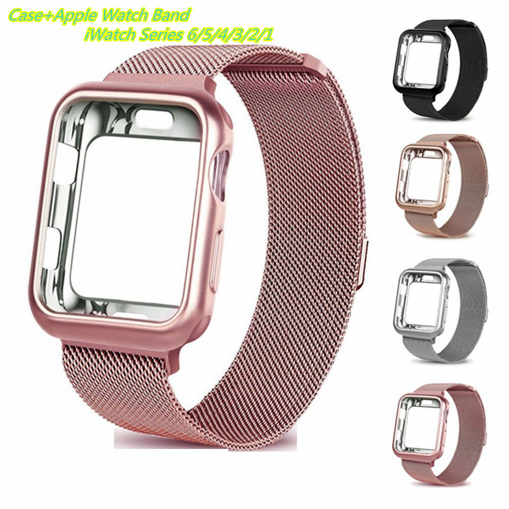 Dây Đeo Kim Loại Cho Apple Watch + Ốp Đồng Hồ Apple I Watch Series 6 5 4 3 2 Apple Watch Cỡ SE 38Mm 